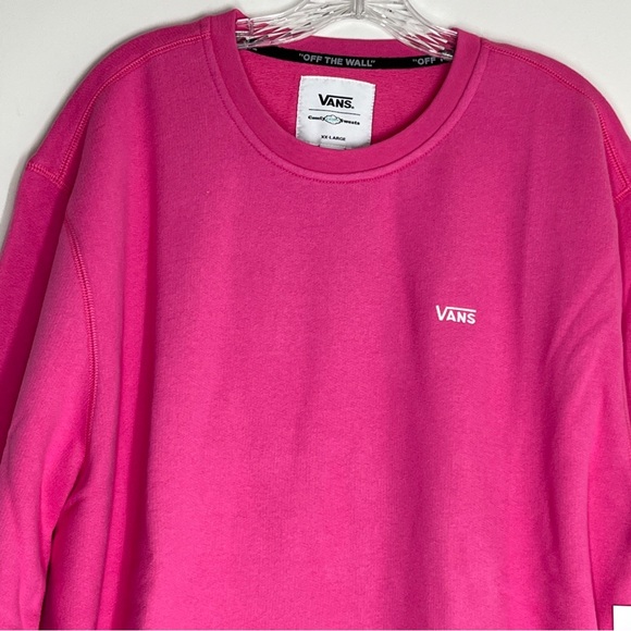 Vans ComfyCush Crewneck Sweatshirt Size XXL Barbiecore Shocking Pink w/ Pockets - Picture 3 of 7